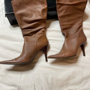 Brown Leather Knee-High Boots